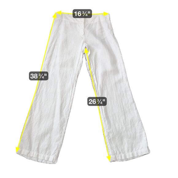Eileen Fisher Linen Pants Straight White Medium Preppy Coastal Beachy Lagenlook - Picture 7 of 8